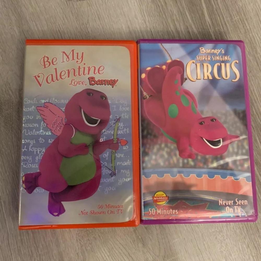 Vintage Barney Super Singing Circus Barney Be My Valentine VHS Bundle
